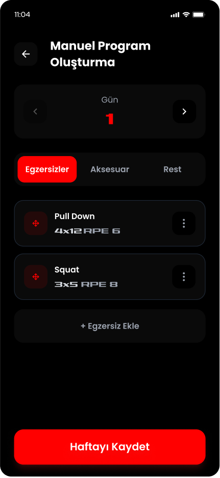 Manuel Program ekranı